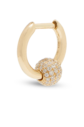 Nano Hoop Earring, 14K Yellow Gold & Diamond